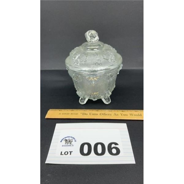 GLASS LIDDED SUGAR BOWL
