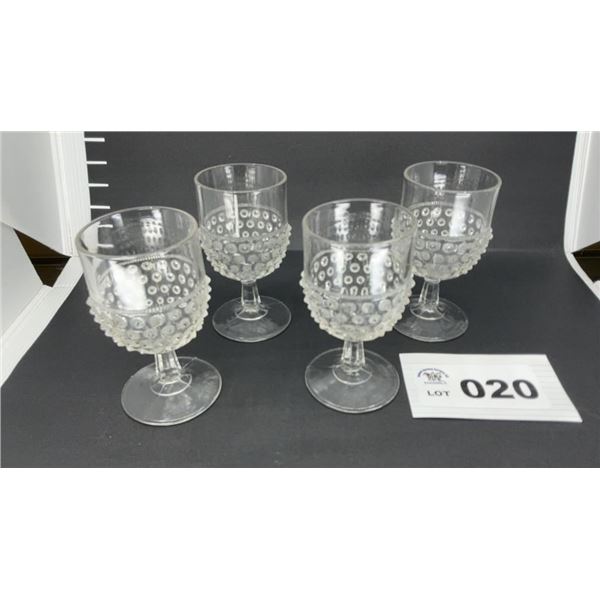 4 HOBNAIL GOBLETS 6 inches tall