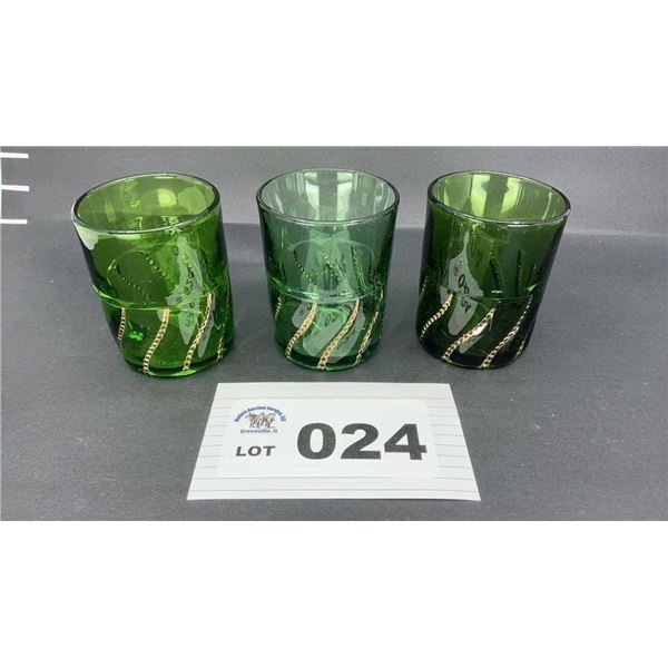 GEO DUNCAN BEADED SWIRL TUMBLERS 3.   4 inches