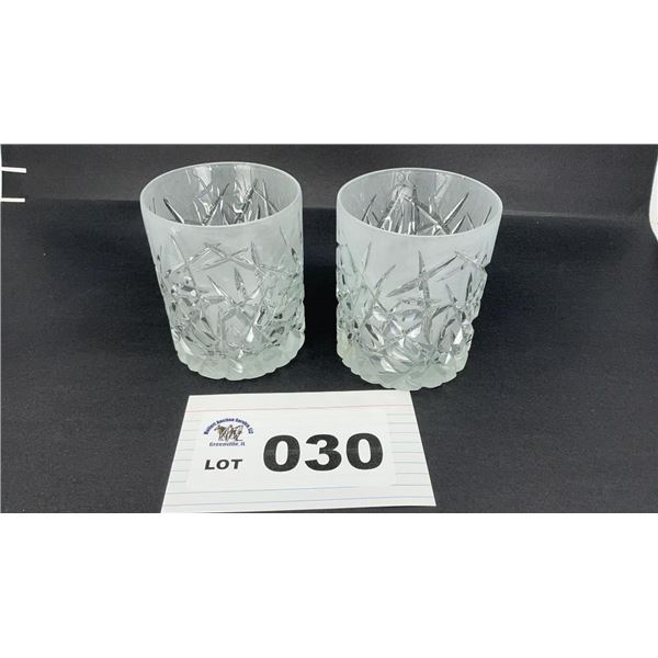 FROSTED, SIGNED OLD FASHIONED GLASS TUMBLERS