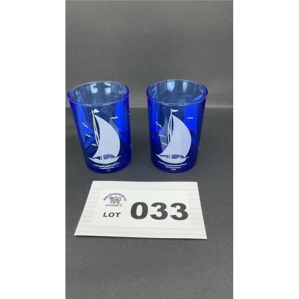 HAZEL ATLAS SAILBOAT TUMBLERS 4 in