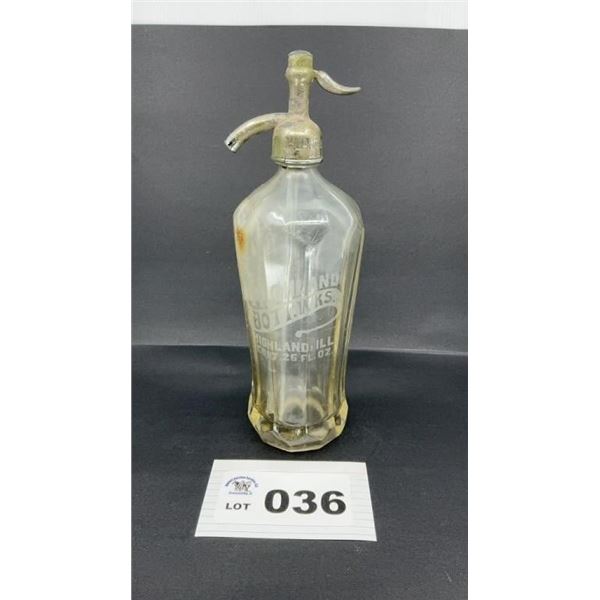 HIGHLAND BOTTLE WORKS, IL SELTZER BOTTLE