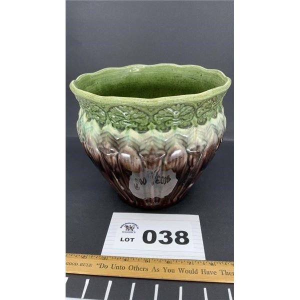 BRUSHED BLENDED MAJOLICA POTTERY JARDINIER no