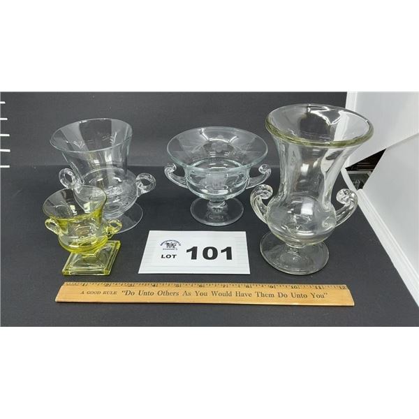 DUNCAN MILLER GRECIAN URNS, BOWL TALLEST IS 7