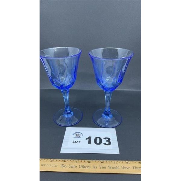 BLUE WINE GLASSES 7.5 inches tall