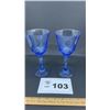 Image 1 : BLUE WINE GLASSES 7.5 inches tall