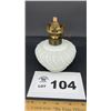 Image 1 : DUNCAN MILLER MILK GLASS. EADED SWIRL OIL LAMP,