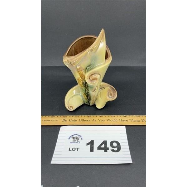 McCOY PARCHMENT & PINECONE VASE 6 in