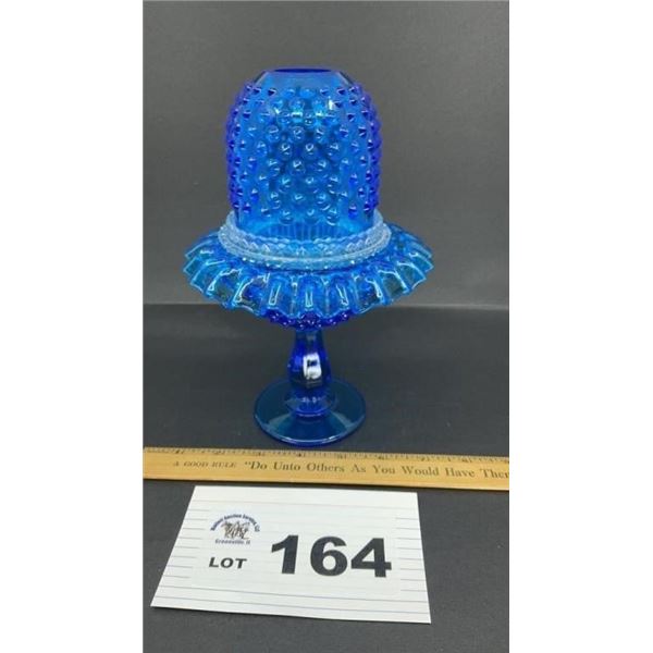 FENTON HOBNAIL BLUE FAIRY LAMP 9 inches tall 3 pcs