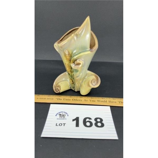 McCOY POTTERY PARCHMENT & PINECONE VASE 7 in