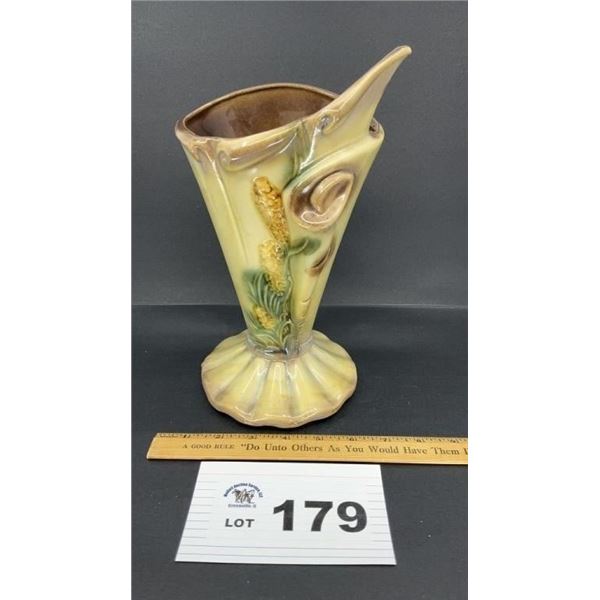 HULL POTTERY PARCHMENT & PINE VASE 11 inches tall