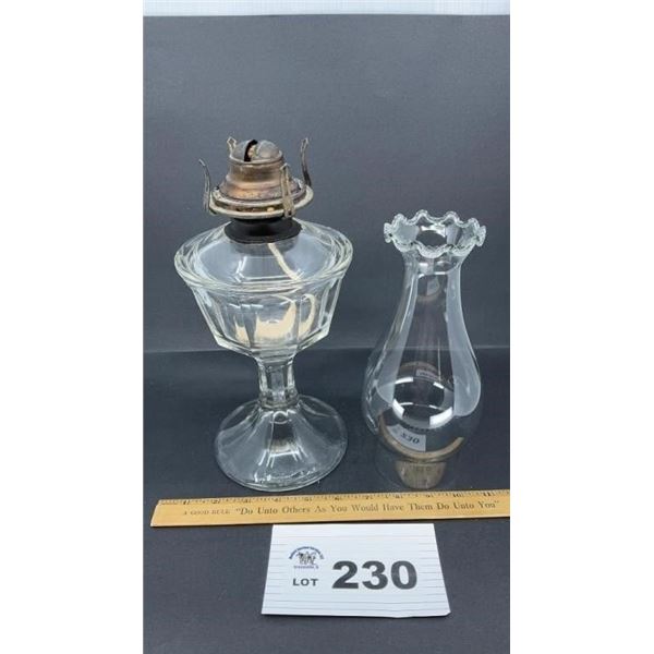DUNCAN MILLER NO 72 OIL LAMP w CHIMNEY
