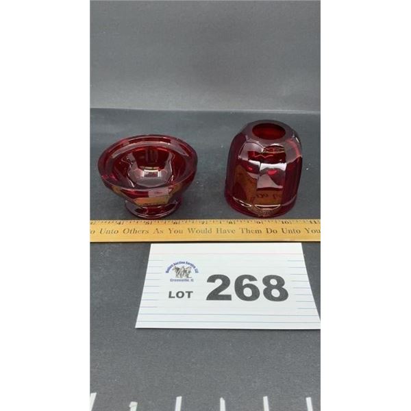 FENTON RUBY FAIRY LAMP 2 pcs 4.5 inches