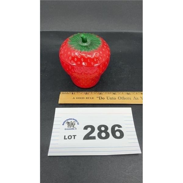 HAZEL ATLAS STRAWBERRY JAR W LID