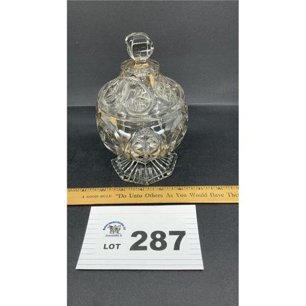 NEW MARTINSVILLE LEAF & STAR COVERED SUGARBOWL 7