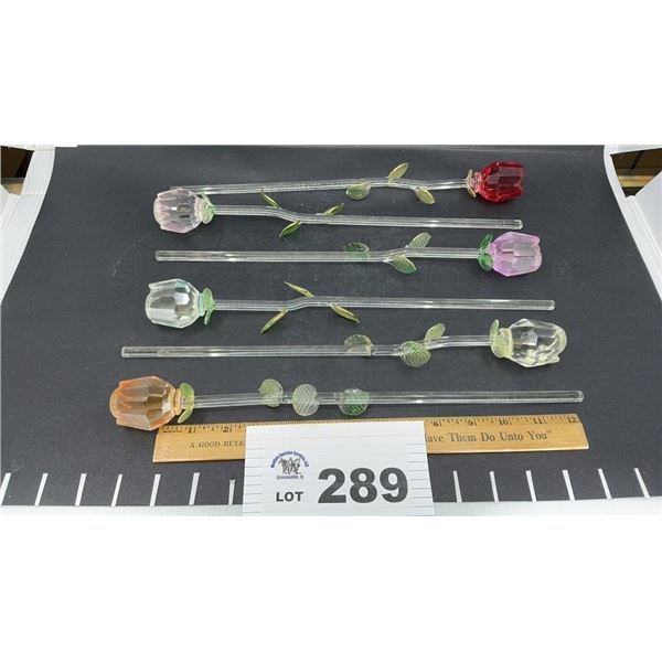 GLASS LONG STEMMED ROSES 6