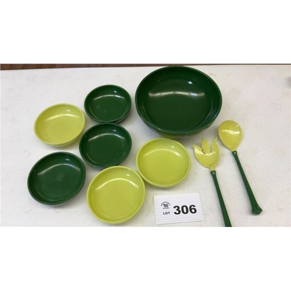 HAZEL ATLAS PLATONITE SALAD SET 1950s 9 pcs