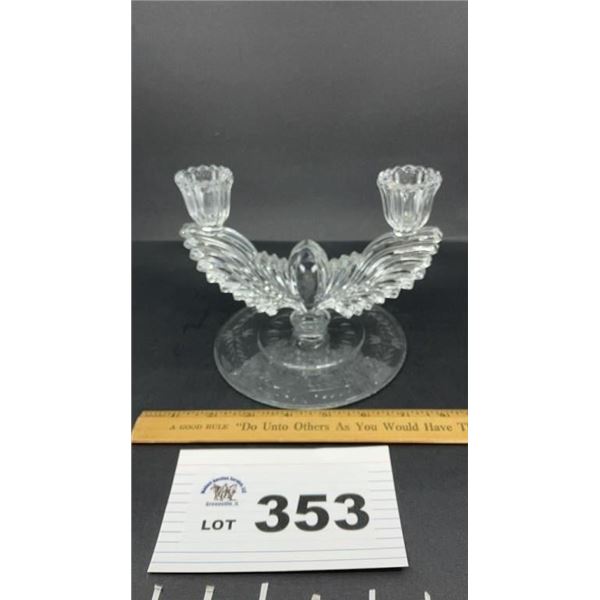 TIFFIN GLASS CO. CANDLE HOLDER, 6 INCHES TALL
