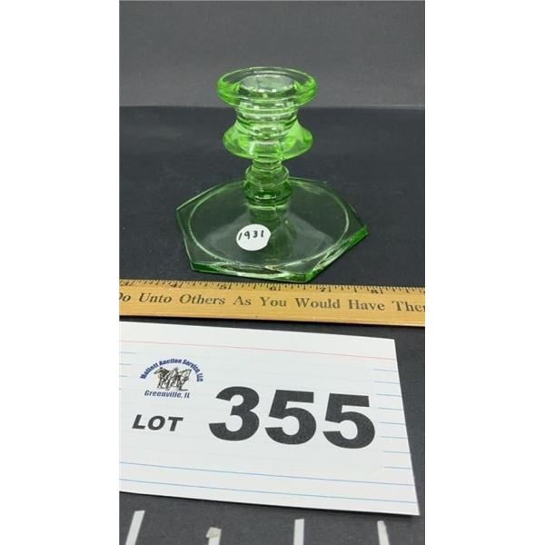 DEPRESSION GLASS CANDLE HOLDER 1931
