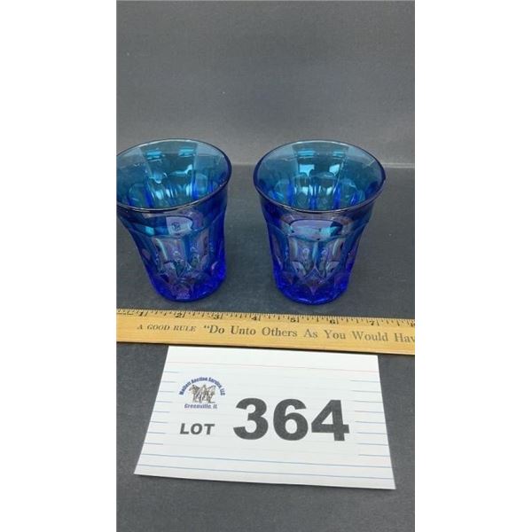 2 BLUE JUICE GLASSES