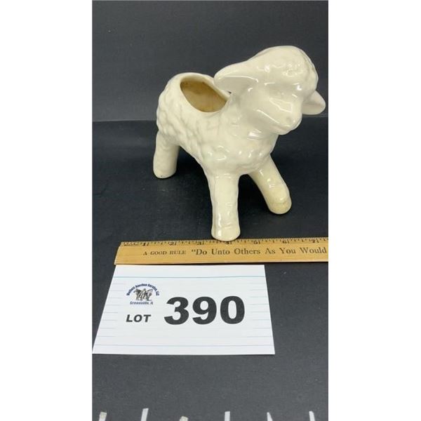 MCCOY LAMB PLANTER, 6 INCHES TALL, crack in leg