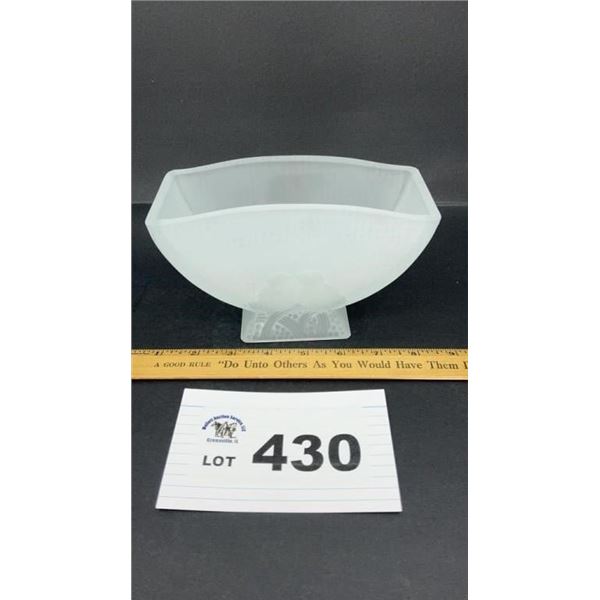 FROSTED GLASS VASE " LOVEBIRDS" 5 inches tall