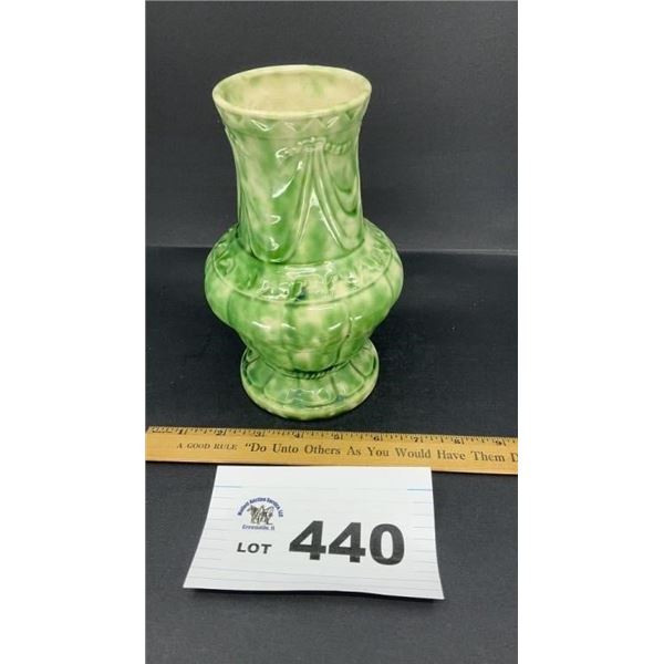 8 inches tall GREEN GLAZE VASE