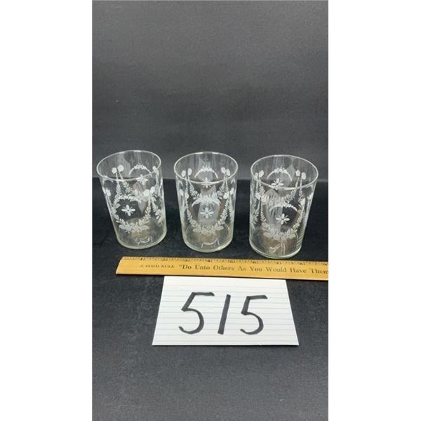 3 ETCHED TUMBLERS