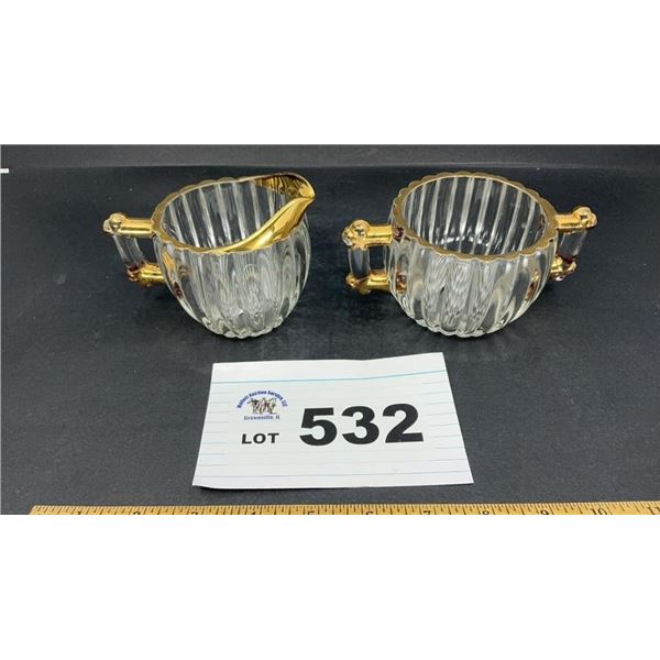 JEANETTE GLASS OPEN SUGAR & CREAMER