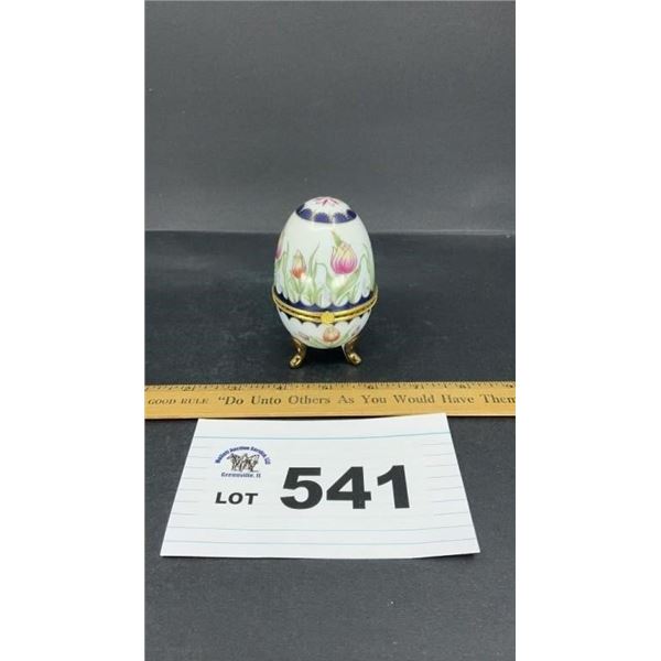 EGG SHAPED TRINKET BOX 4 inches tall