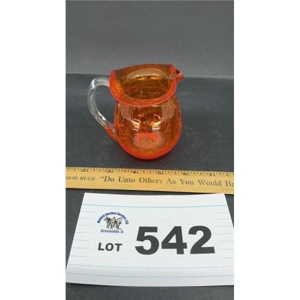 VINTAGE CRACKLE GLASS PITCHER 3.5 inches tall