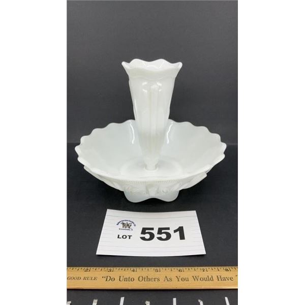 8 inch  MILK GLASS EPERGNE. 2 pcs
