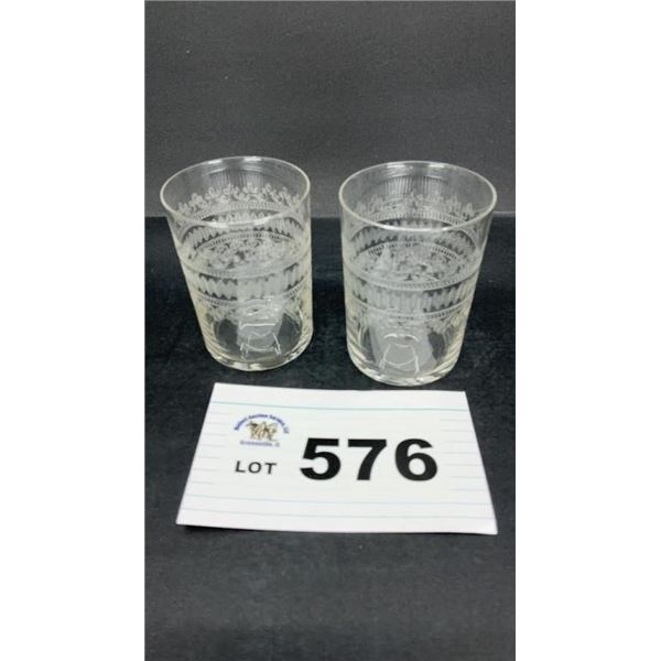 FOSTORIA? NEEDLE ETCHED GLASSES 2