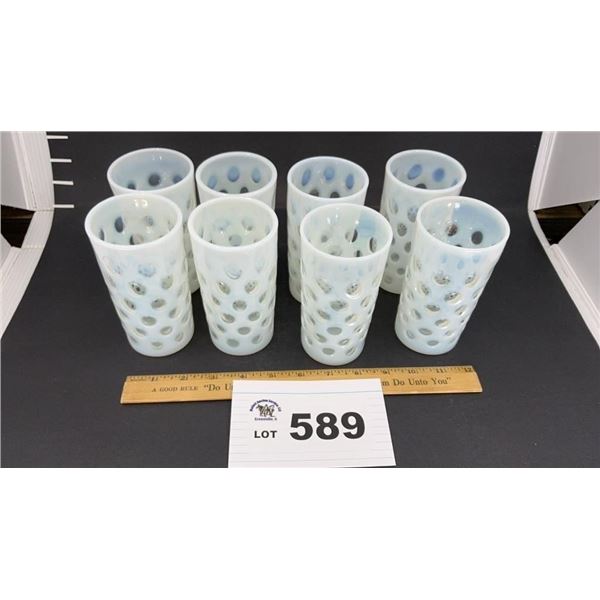 FENTON GLASS CO OPALESCENT GLASSES 5 in tall, 8