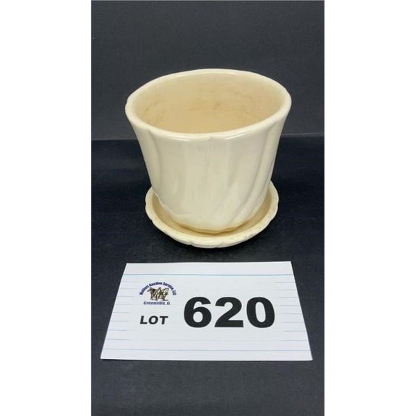 WELLER VIOLET POT, SAUCER 4.5 inches tall