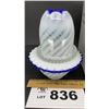 Image 2 : FENTON GLASS CO. BLUE SWIRL 4 PIECE FAIRY LAMP, 7