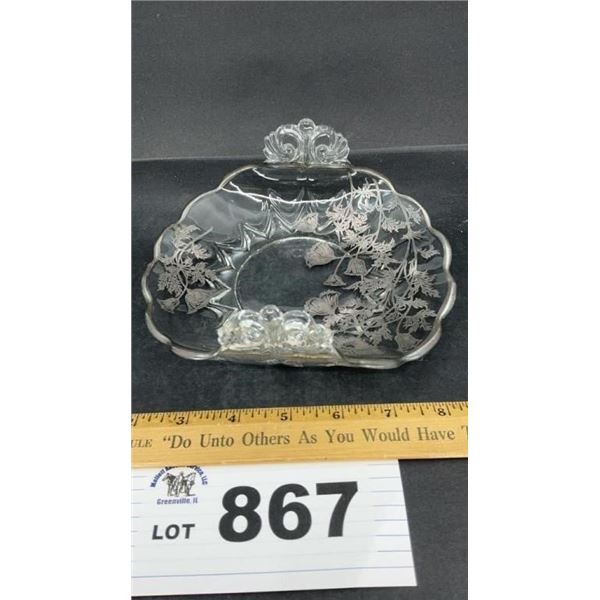 NEW MARTINSVILLE GLASS JANICE SILVER OVERLAY DISH