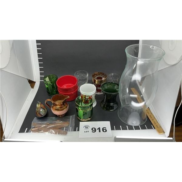 MISC VINTAGE TUMBLERS, GLOBE, BOWLS, PAPER