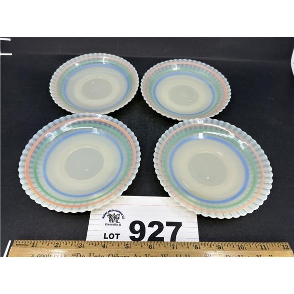 MACBETH EVANS PETALWARE CREMAX PASTEL SAUCERS (4)
