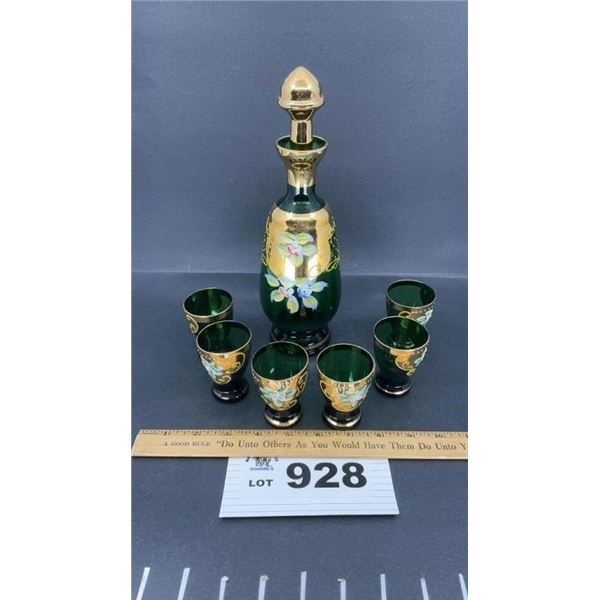 BOHEMIAN DECANTUR SET W 6 GLASSES