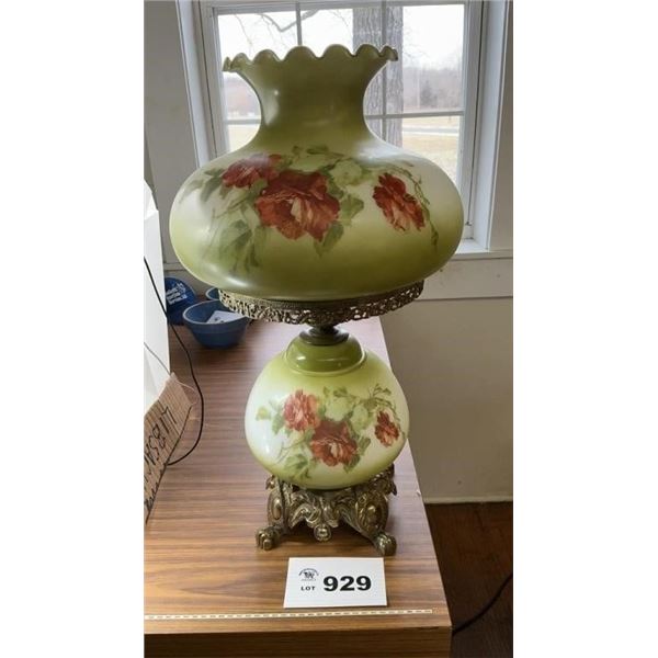 VINTAGE HURRICANE LAMP, ELECTRIC 25 inches tall