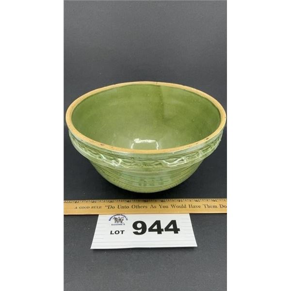 VINTAGE CROCK BOWL, CRACKED