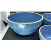 Image 2 : VINTAGE BLUE GLAZE STONEWARE BOWLS SET OF 3