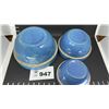 Image 8 : VINTAGE BLUE GLAZE STONEWARE BOWLS SET OF 3