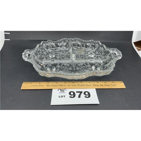 FOOTED, ETCHED DIVIDED TRAY