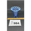 Image 1 : FENTON BLUE OPALESCENT GLASS BASKET WEAVE OPEN
