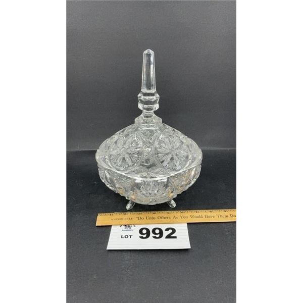 CRYSTAL CUT 11 inch CANDY DISH