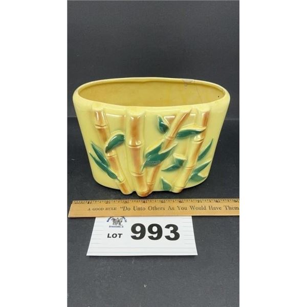 VINTAGE 6 inch BAMBOO PLANTER, cracks