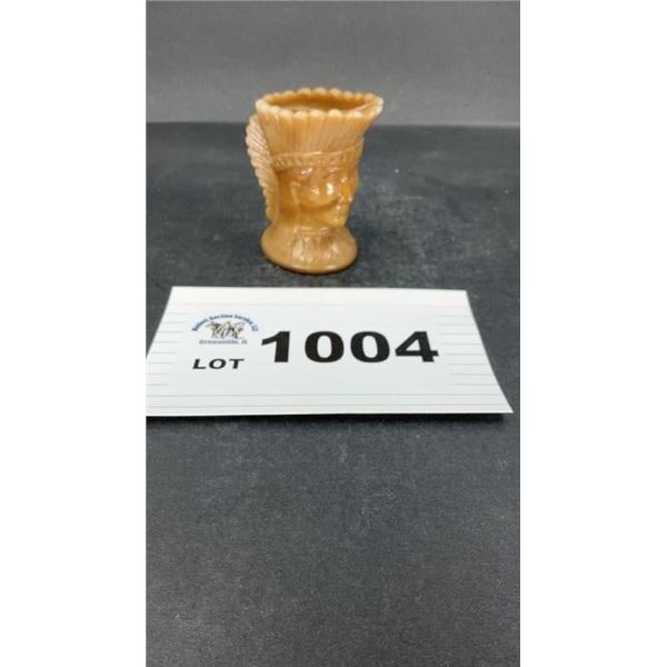 SLAG GLASS NATIVE AMERICAN TOOTHPICK HOLDER