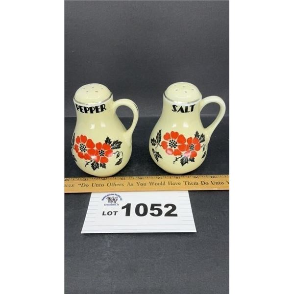 VINTAGE HALL POPPY SALT, PEPPER SHAKERS 5 in